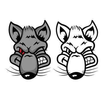 Angry Rat Winks , Blink  Vector Illustration Colored ,black and white Line Art Stock Illustration