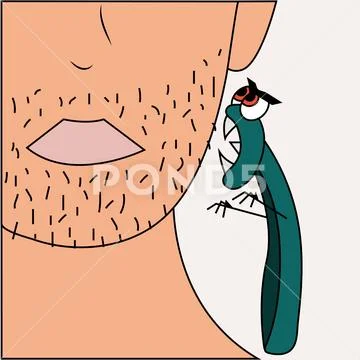 Angry razor and man face. Isolated stock vector illustration Stock Illustration