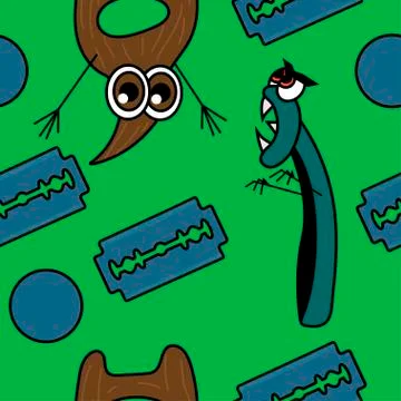 Angry razor and scared beard seamless pattern. Stock illustration Stock Illustration