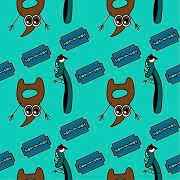 Angry razor and scared beard seamless pattern. Stock vector illustration Illustrazione stock