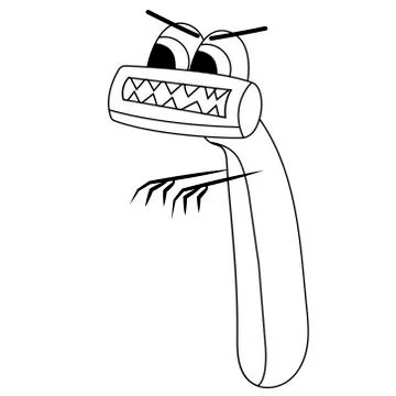Angry razor. Isolated outline vector illustration Stock Illustration