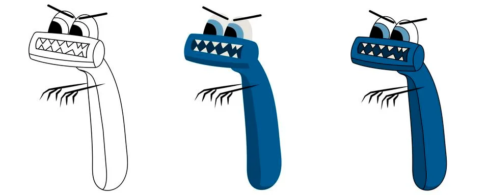 Angry razors set. Isolated vector illustration Stock Illustration