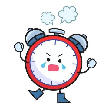 Angry red alarm clock character Stock Illustration