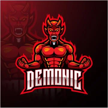 Angry Red devil esport mascot logo design Illustrazione stock