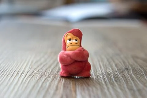 Angry red gorilla puppet 写真素材