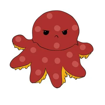 Angry red mr octopus character in illustrator Stock Illustration