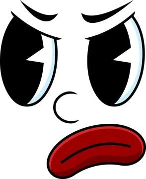 Angry Retro Cartoon Face Expression With Raised Eyebrows And Frown Stock Illustration
