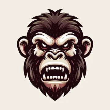 Angry roaring Gorilla head logo design template Stock Illustration