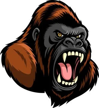 Angry Roaring Gorilla Head Mascot Illustration Stock Illustration