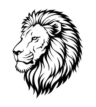 Angry roaring lion head icon, vector silhouette, shows power and strength Illustrazione stock