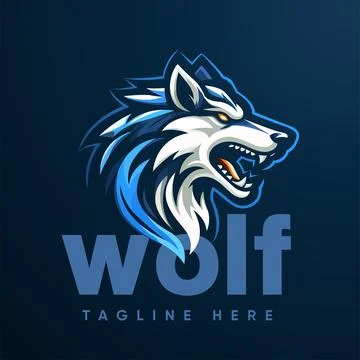 Angry roaring wolf logo template Stock Illustration