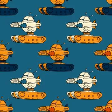 Angry robot tank seamless pattern Stock Illustration