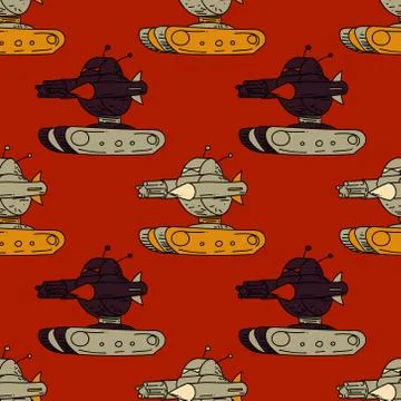 Angry robot tank seamless pattern イラスト素材