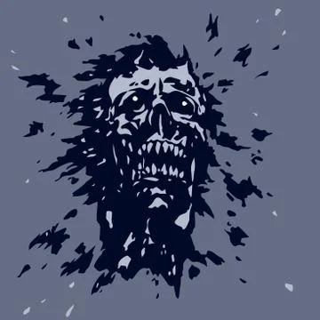 Angry screaming ghoul vampire head. Vector illustration. Stock Illustration