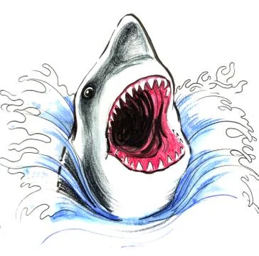 Angry shark Stock Illustration