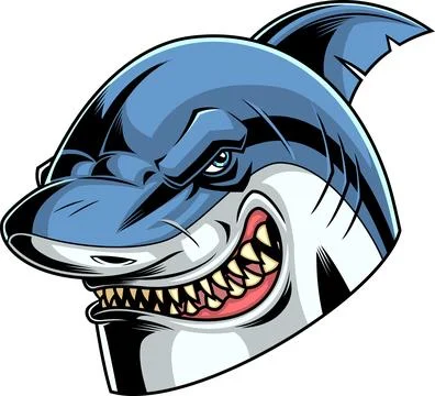 Angry Shark Mascot With Sharp Teeth And Evil Grin Stock Illustration