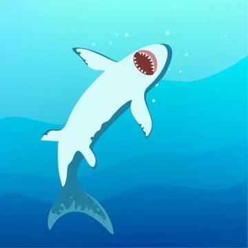 Angry shark on the sea underwater background. Vector illustration. Stock Illustration