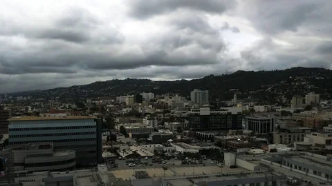 Angry storm clouds form over Hollywood, CA before dumping rain on the city Stock Footage 87241812