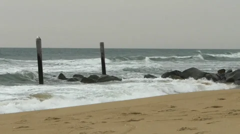 Angry storm waves on Atlantic Ocean coast 스톡 동영상 36589468