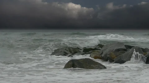 Angry storm waves on Atlantic Ocean coast 스톡 동영상 36787636