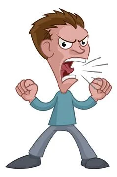 Angry Stressed Man or Bully Cartoon Shouting Stock Illustration