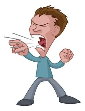 Angry Stressed Man or Bully Cartoon Shouting Stock Illustration