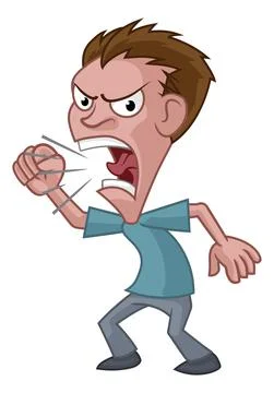 Angry Stressed Man or Bully Cartoon Shouting Stock Illustration