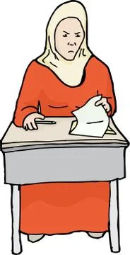 Angry Student Looking at Paper Stockillustratie
