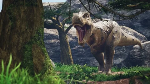 Angry T-Rex Jurassic World, Plants, Rive... | Stock Video | Pond5