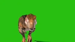 Angry T-Rex Runcycle Green Screen Close , Stock Video