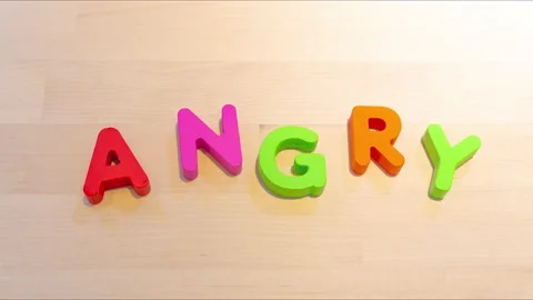 Angry text stop motion animation jumping words for emotion expression concept Stock Footage 142116882