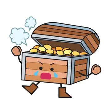 Angry treasure chest character Stock Illustration