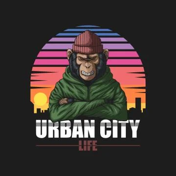 Angry urban monkey vector illustration Stock Illustration