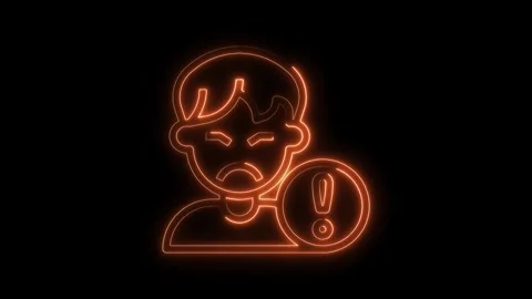 Angry user neon warning message illustration displaying error notification Stock Footage 322970373