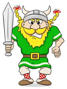 Angry viking with sword Stock Illustration