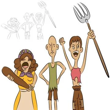 Angry villagers Stock Illustration