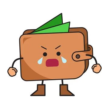 Angry wallet mascot character Stock Illustration