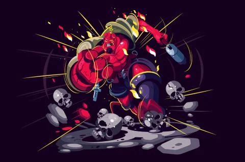 Angry warrior in action Stock Illustration