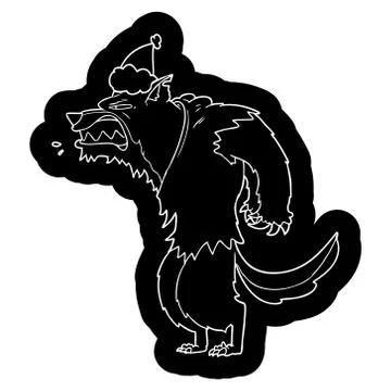 Angry werewolf cartoon icon of a wearing santa hat Stock Illustration