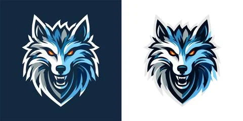 Angry wolf head logo design template Stock Illustration