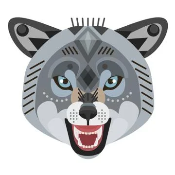 Angry wolf head Logo. Vector decorative Emblem. Stock Illustration