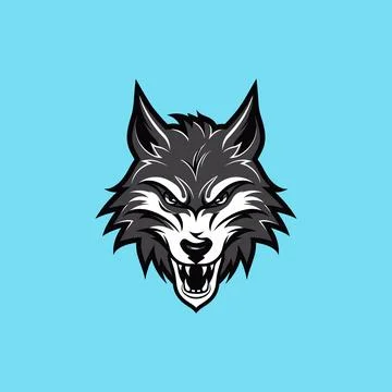 Angry wolf head mascot vector Stock Illustration