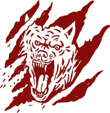 Angry wolf inside paw tear scratch marks Stock Illustration