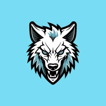 Angry wolf mascot logo hand drawn illustration Stock Illustration