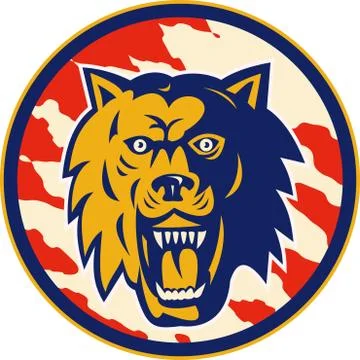 Angry wolf with scratch marks Stock Illustration