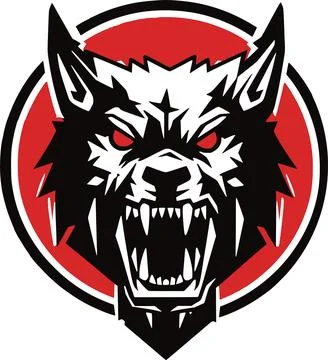 Angry wolf, Warhammer space wolf vector, red color. Isolated vector sign symbol Stock Illustration