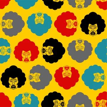 Angry woman pattern seamless. Grumpy wife face background. irate terrible fem Stock Illustration