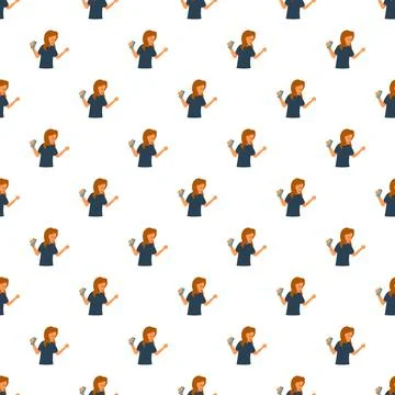 Angry woman shouting into smartphone pattern Stock Illustration