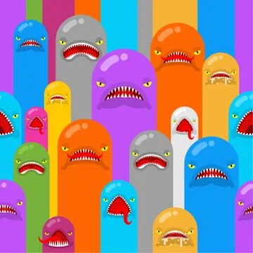 Angry worm pattern seamless. Evil worms background. vector ornament. Baby fab Illustrazione stock