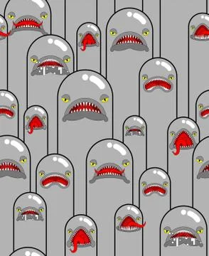 Angry worm pattern seamless. Evil worms background. vector ornament. Baby fab Stock Illustration